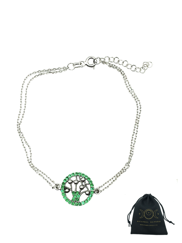 Arbol La Vida Collar Plata .925  Piedra Zirconia Elegancia - Hecho en Turquía