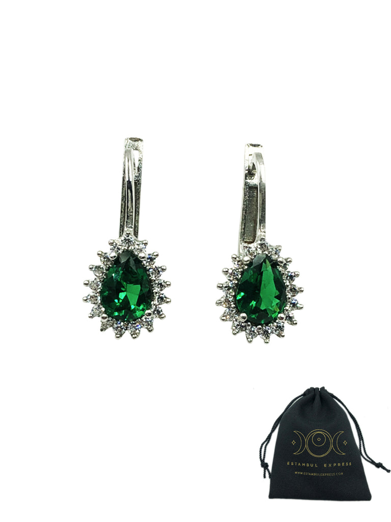 Aretes De Plata 925 Piedras Son Zirconias Gota - Hecho en Turquía