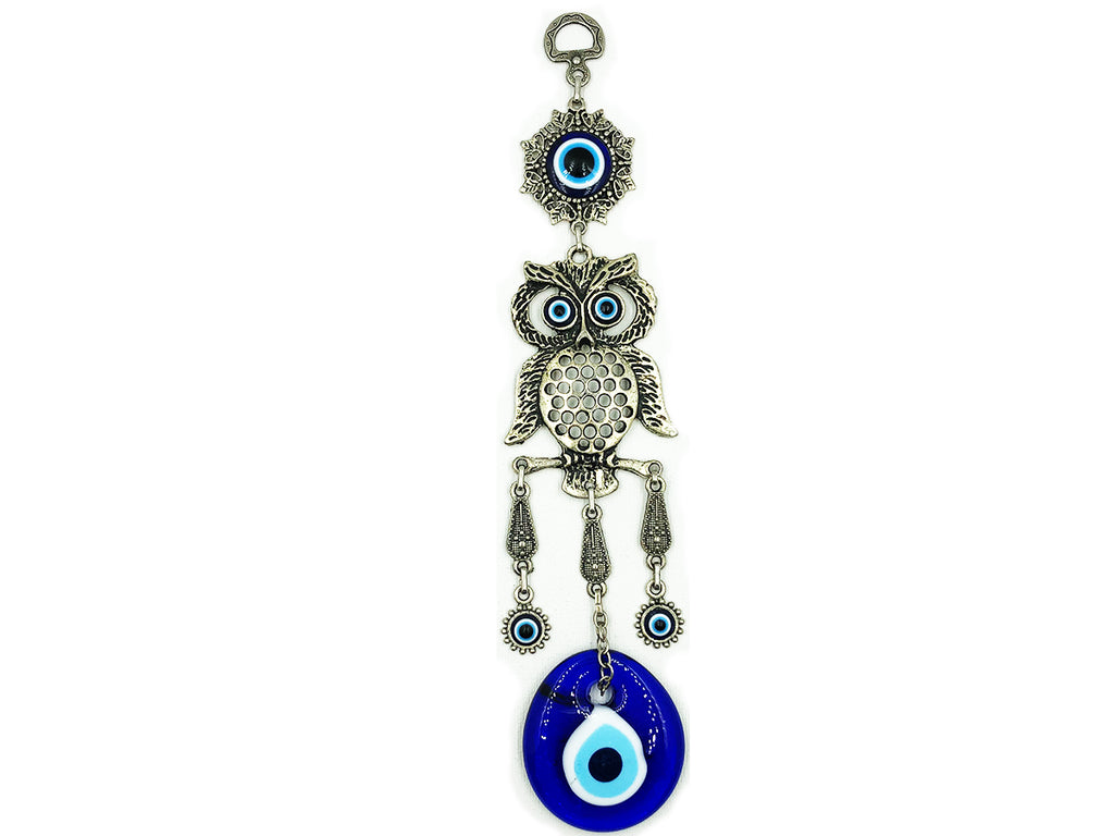 Colgante Amuleto De Buho Y Ojo Turco Para La Buena Suerte
