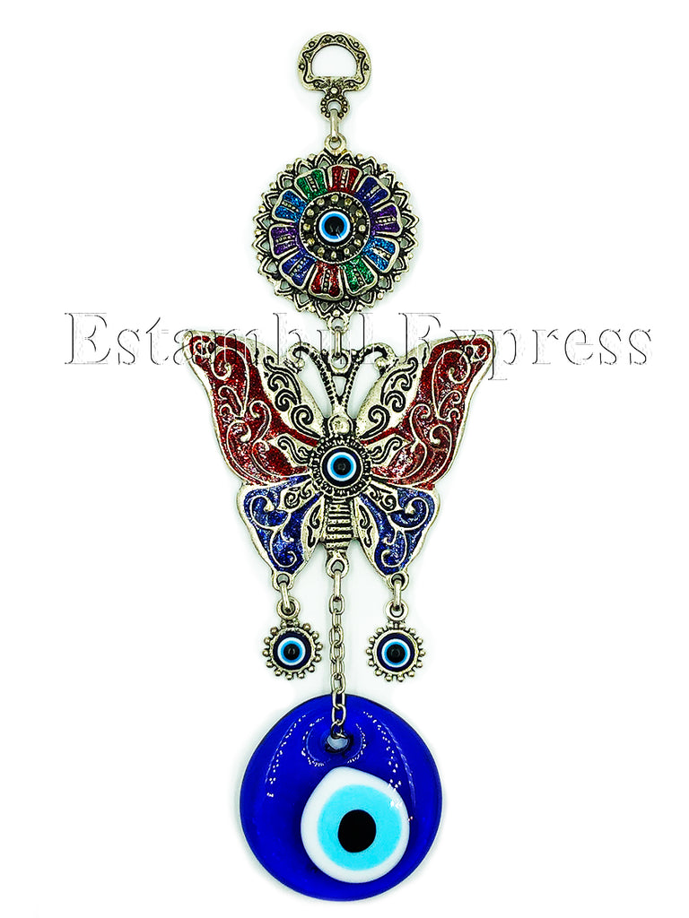 Adorno Para Pared Mariposa Y Con Vidrio Ojo Turco