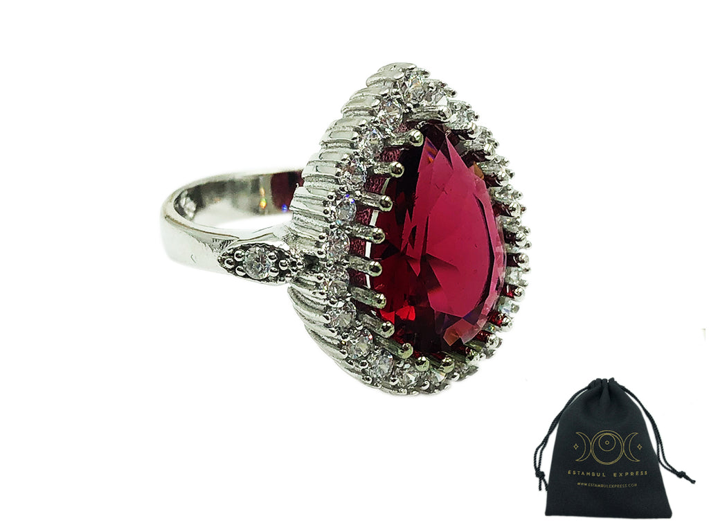 Anillo De Plata 925 Turca Ottamana Sultana Hurrem Piedra Rosa