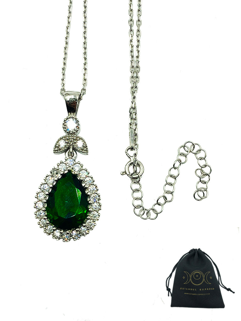 Collar De Plata .925 Turca Ottamana Sultana Hurrem Piedra Verde
