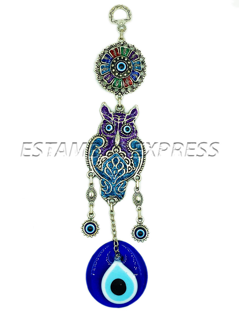 Colgante Amuleto De Buho Colores Y Ojo Turco Para La Buena Suerte